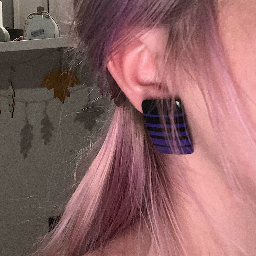 Vintage Funky Black & Purple Earrings from 80’s or 90’s